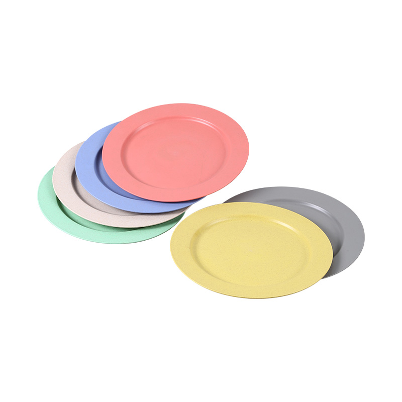 Multi-Colored Small Plates Round Plate Wheat Straw Cutlery Round Plate