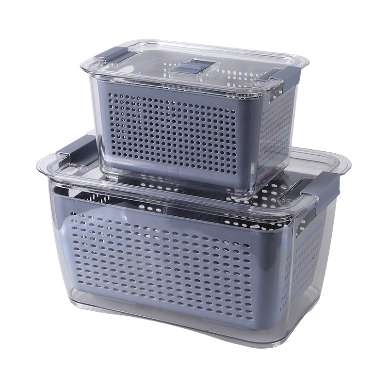 1pc Refrigerator Storage Box With Lid And Drain Basket Fruit Storage Containers Transparent Saver Container Food Organizer Bins