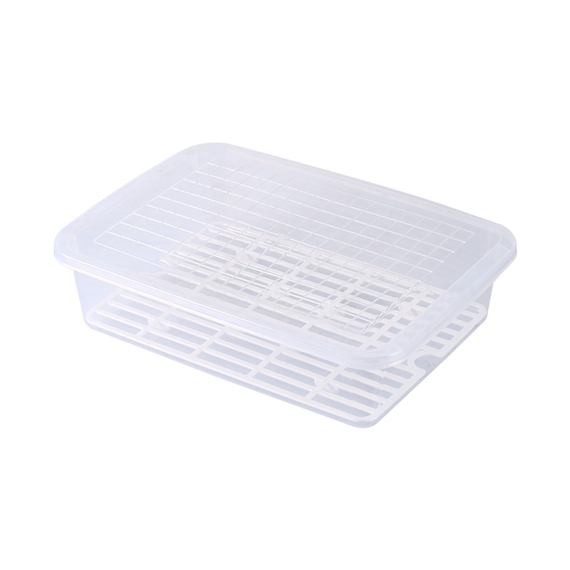 Rectangular Plastic Stackable Box Freezer Storage Containers With Removable Drain Plate And Lid